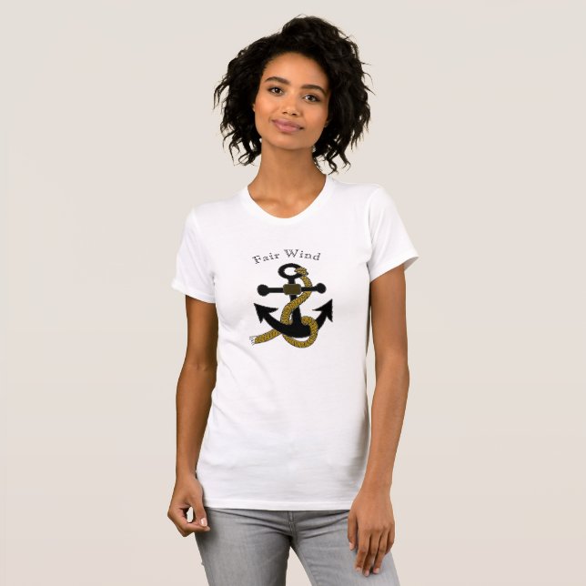 Camiseta - Âncora Preta com Nome do Navio (Frente Completa)