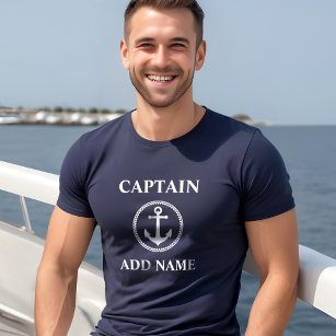 Camiseta Ancoragem do mar Capitão Adicionar nome ou nome do