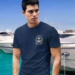 Camiseta Ancoragem Náutica Capitão Boat Nome Dourado Laurel<br><div class="desc">Uma âncora náutica,  folhas de ouro e uma estrela dourada desenhada por medida,  com a classificação Capitão ou outro título e o Nome Personalizado ou Nome do Barco num T-Shirt azul marinho. Faz um presente de excelente.</div>