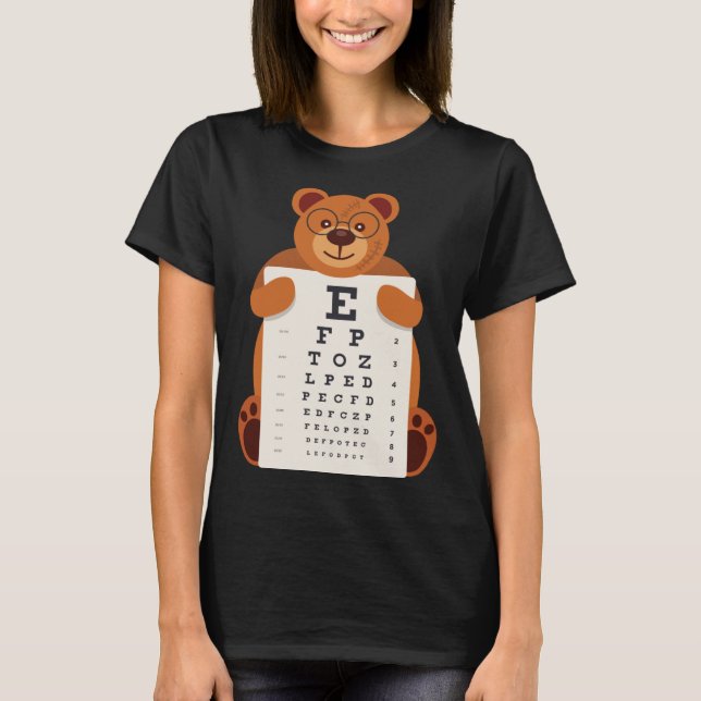 Camiseta and Cute Teddy Bear with Glasses holding an Eye Ch (Frente)