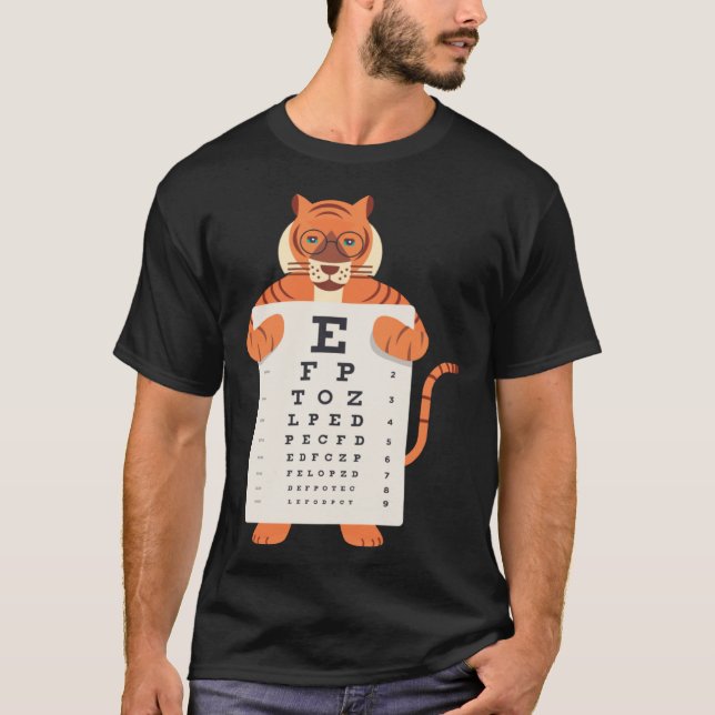 Camiseta and Cute Tiger with Glasses holding an Eye Chart   (Frente)