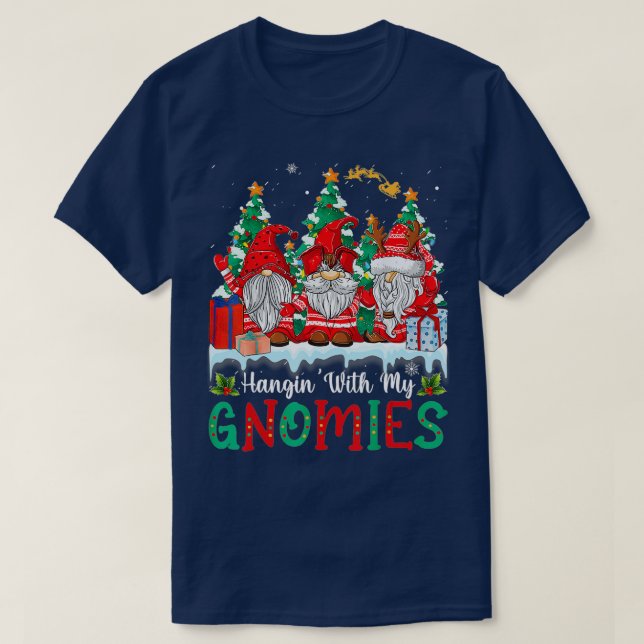 Camiseta Andando Com Os Meus Gnomos O Arco-Íris De Natal Gi (Frente do Design)