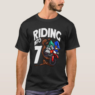 Camiseta Andando Em 7 Birthday Dirt Bike Boy Motocross Bir