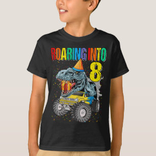 Camiseta Andando Para O 8º Aniversário Monstro Dinossauro