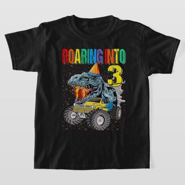 Camiseta Andando Para O Dinossauro De Caminhão De aniversár (Postura )