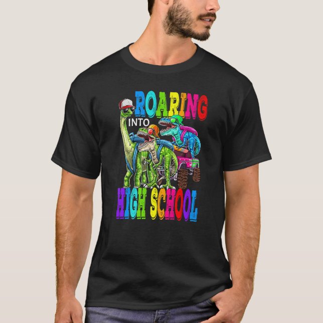Camiseta Andando Para O Dinossauro Monstro Do Segundo grau (Frente)