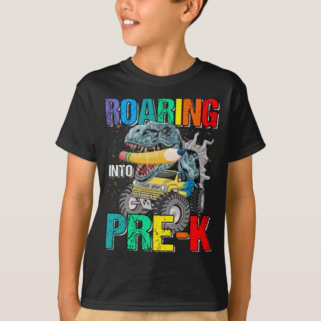 Camiseta Andando Para Os Rapazes Monstrosos Pré-K (Frente)