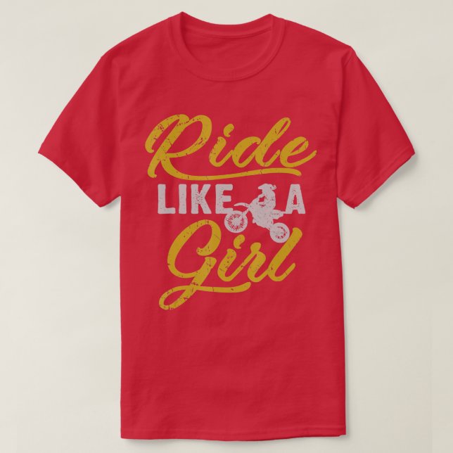 Camiseta Andar Como Uma Menina De Bicicleta Motocross (Frente do Design)