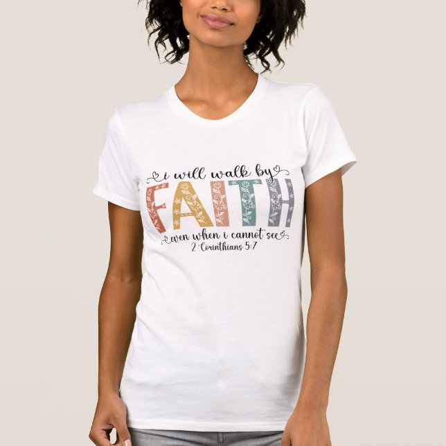 Camiseta Andarei pela Fé – 2 Coríntios 5:7 (Frente)