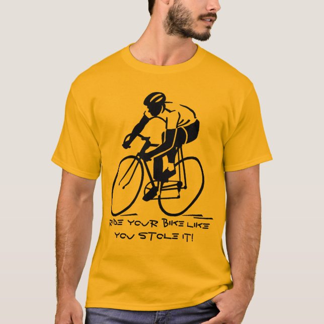 Camiseta Ande de bicicleta como roubou! (Frente)