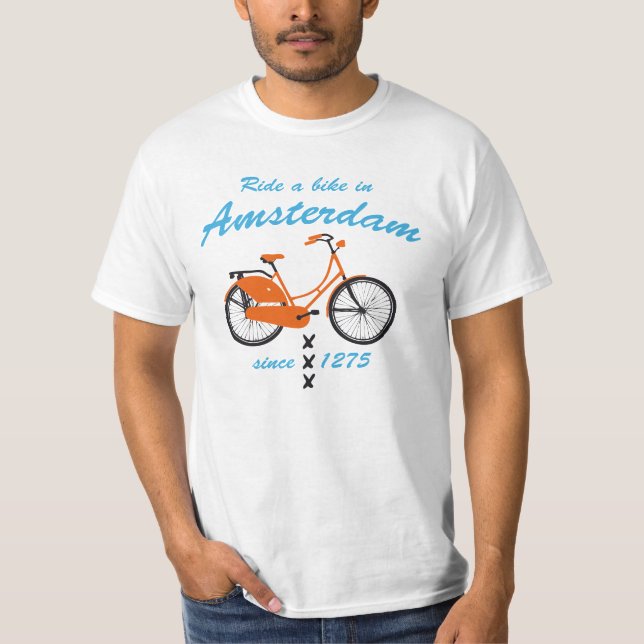 Camiseta Ande de bicicleta em Amsterdã (Frente)