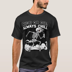 Camiseta Ande ou Morra Sempre Frio Skate Esqueleto Divertid