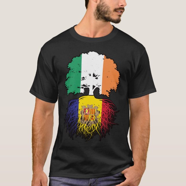 Camiseta Andorra Andorrânia Irlanda Árvore Bandeira (Frente)
