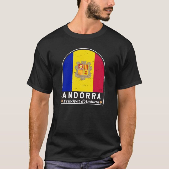 Camiseta Andorra Flag Emblem Distress Vintage (Frente)