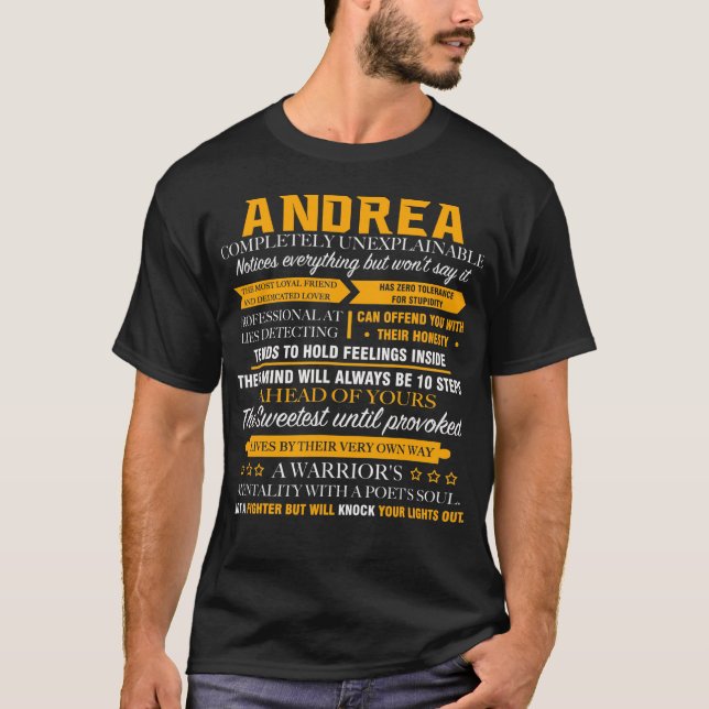Camiseta Andrea completamente inexplicável (Frente)