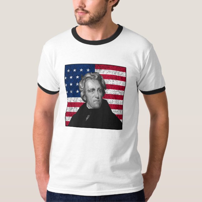 Camiseta Andrew Jackson e a bandeira dos E.U. (Frente)
