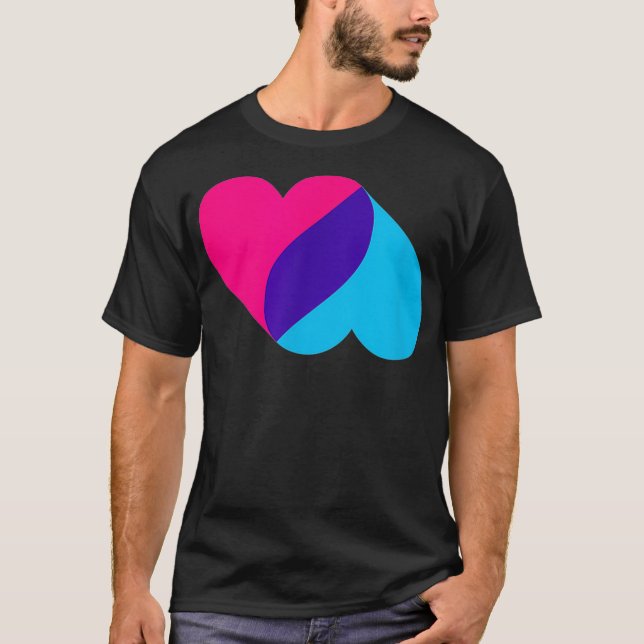 Camiseta Androgynous Double Heart  androgyne  color pride  (Frente)