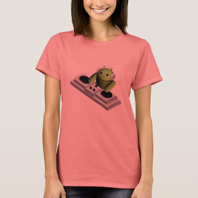 Camiseta Android Robot Playing DJ (Frente)