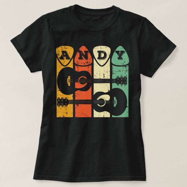Camiseta Andy Guitar Retro Pick Andy Guitar Musical Retro (Frente do Design)