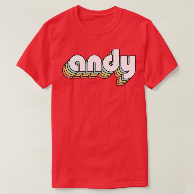 Camiseta Andy Retro Rainbow Tipografia Estilo Desvanecido (Frente do Design)