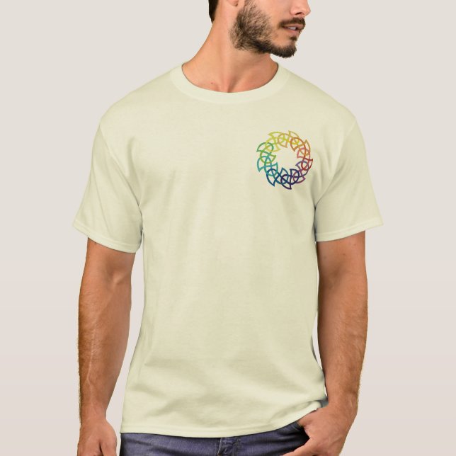 Camiseta Anéis celtas de Knotwork do arco-íris (Frente)