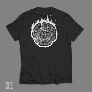 Camiseta Anéis de Árvore da Natureza Rústica Silhueta da Fl