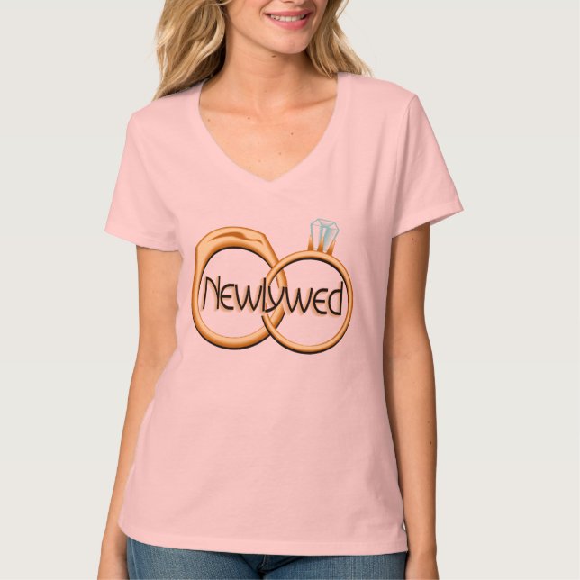 Camiseta Anéis de Casamento de Newlyweds (Frente)