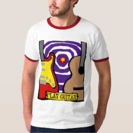 Camiseta Anéis roxos elétricos e acústicos da guitarra do