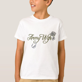 Camiseta anel de esposa do exército, crachá de cão, chapéu-