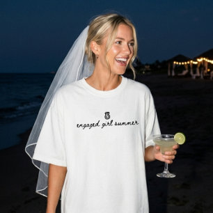Camiseta Anel de Letra Preta Minimalista de Verão para Noiv