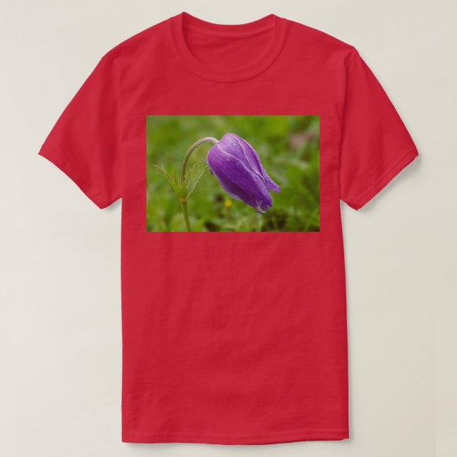 Camiseta Anêmona roxa crescendo em sua natureza (Frente do Design)