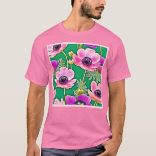 Camiseta Anêmonas roxas cor-de-rosa