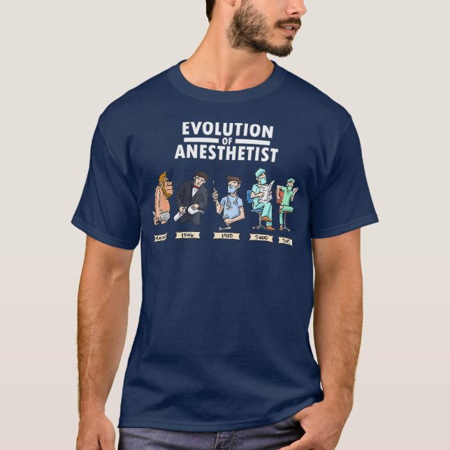Camiseta Anestesia Engraçada Evolução da Presença de Aneste (Frente)