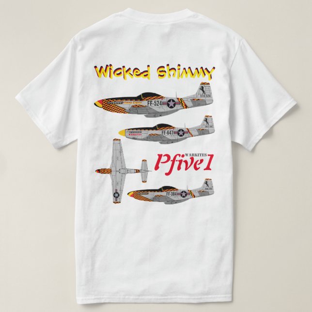 Camiseta "ANG do Shimmy mau" de Pfive1 P-51 (Verso do Design)
