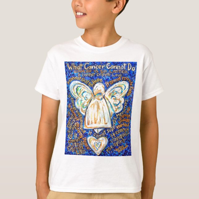 Camiseta Angel Cancer azul e Dourada (Frente)