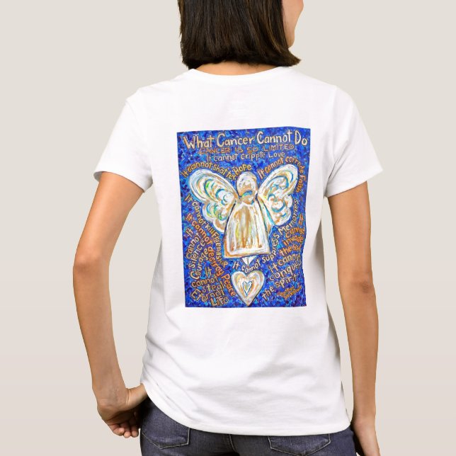 Camiseta Angel Cancer azul e Dourada (Impressão na (Verso)