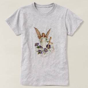 Camiseta Angel Com Flores De Cruz E Clematis