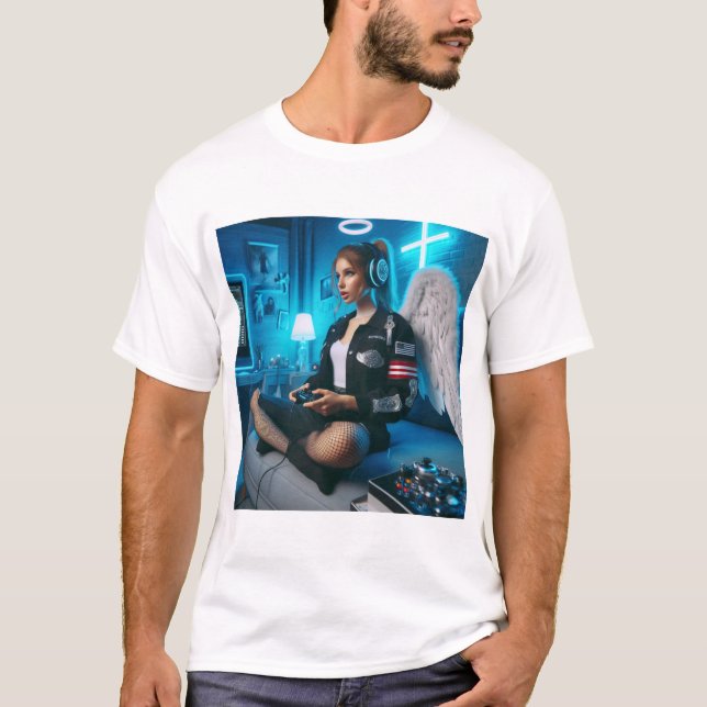 Camiseta Angel Gamer Girl Christian Haiku (Frente)