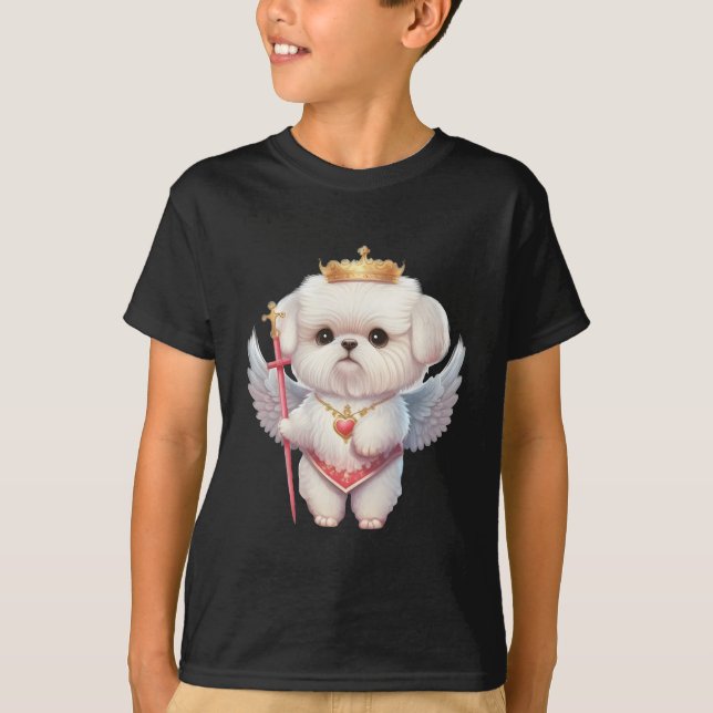 Camiseta Angel maltesa Puppy, amantes de cães maltes e dono (Frente)