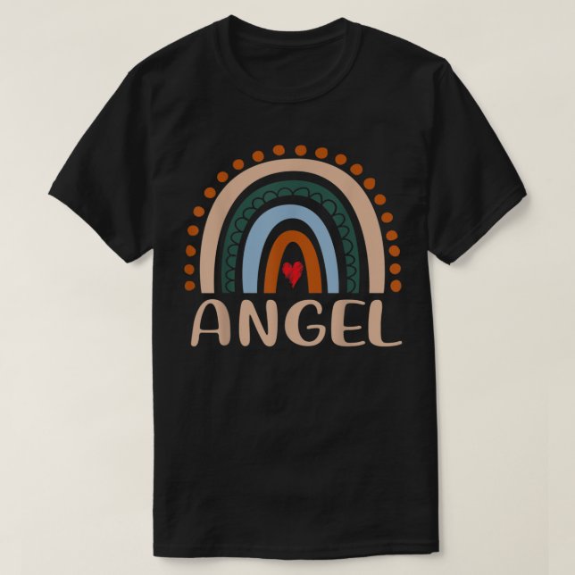 Camiseta Angel Name Personalizado Mulheres Engraçadas Rainb (Frente do Design)