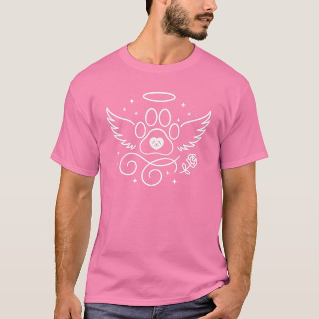 Camiseta Angel Paw Print com Asas e Halo - Pet Memorial (Frente)