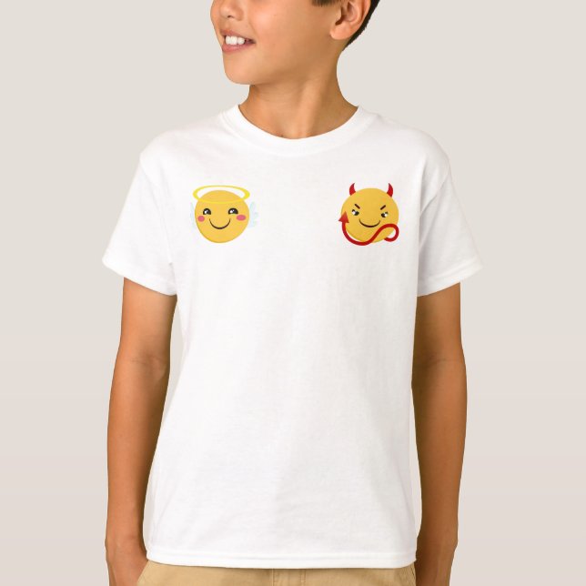 Camiseta Angel vs Devil Emoji PErsonalize (Frente)