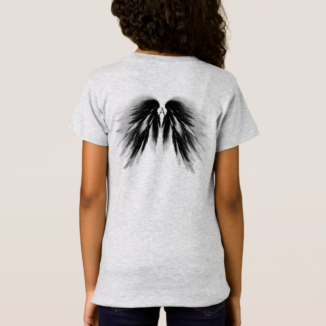 Camiseta ANGEL WINGS Monograma Cinza Negra (Verso)
