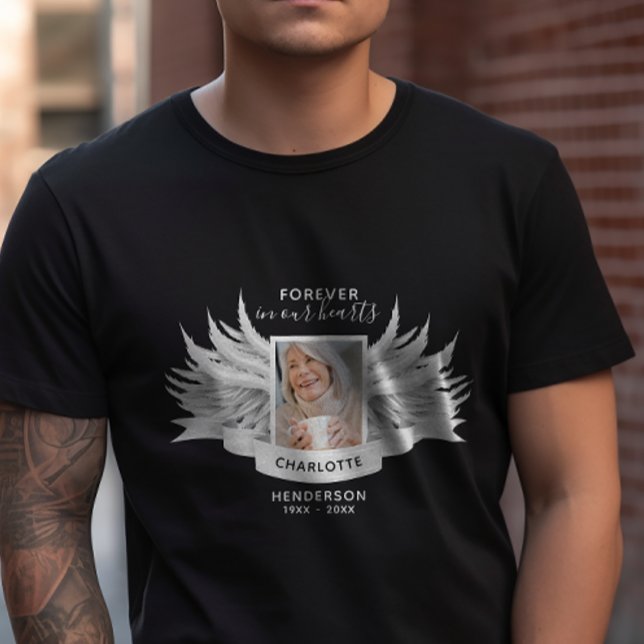 Camiseta Angel Wings Photo Loving Memory Funeral/Memorial (Criador carregado)