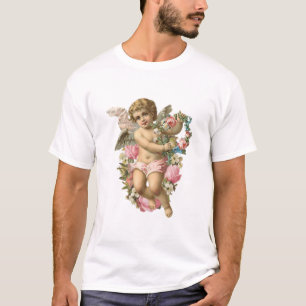 Camiseta Angélica Vintage Cherub com margaridas e rosas ro