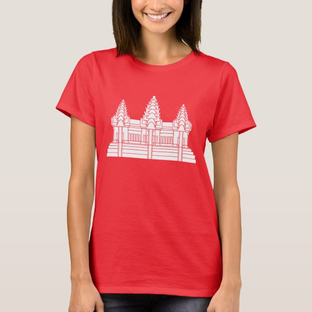 Camiseta Angkor Wat Cambodian / Khmer Flag (Frente)