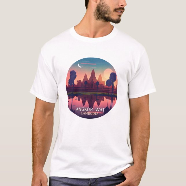Camiseta Angkor Wat Sunrise Cambodja Siem Reap Retro (Frente)