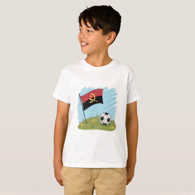 Camiseta Angola flag and soccer ball (Frente Completa)