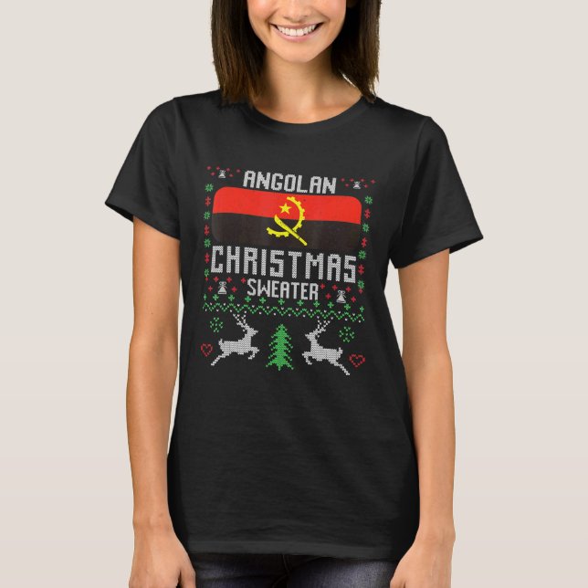 Camiseta Angola Flag Angolan Christmas Sweater (Frente)