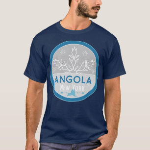Camiseta Angola New York NY Winter Frozen Snowflake Badge 